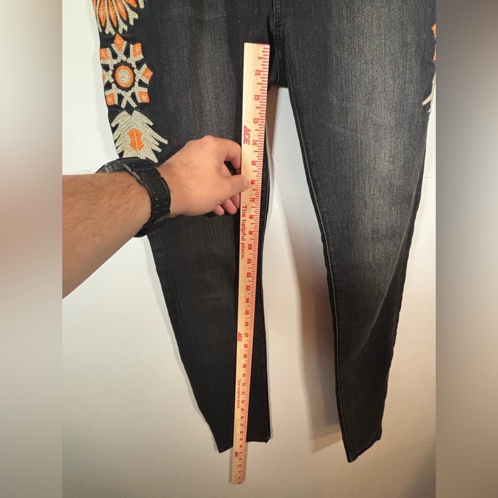 Miss Me Vintage Skinny Jeans 27 Black Denim Floral Embroidered Detail - Picture 8 of 11